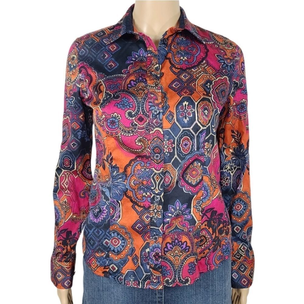Jones New York Women's Paisley Print Fitted Shirt